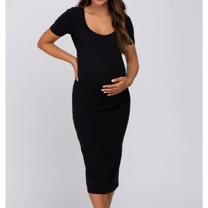 Black Midi Maternity Dress.